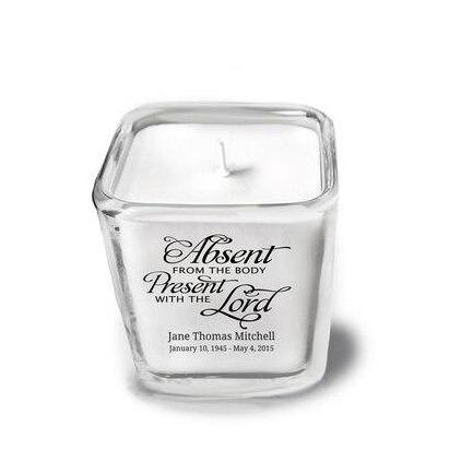 Absent From Body Memorial Glass Cube Candle Holder top view