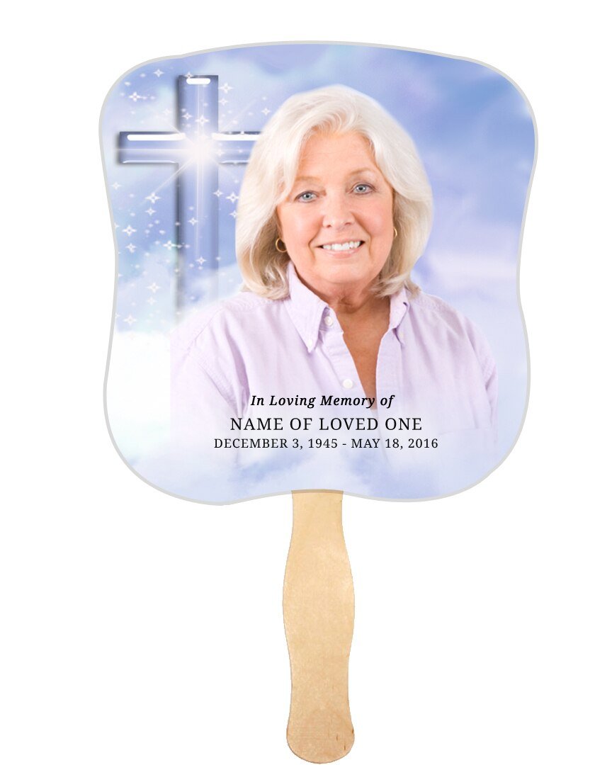 Adoration Cardstock Memorial Church Fans With Wooden Handle front photo