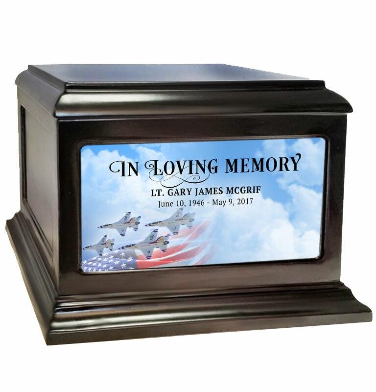 Air Force Wood Cremation Urn - Celebrate Prints