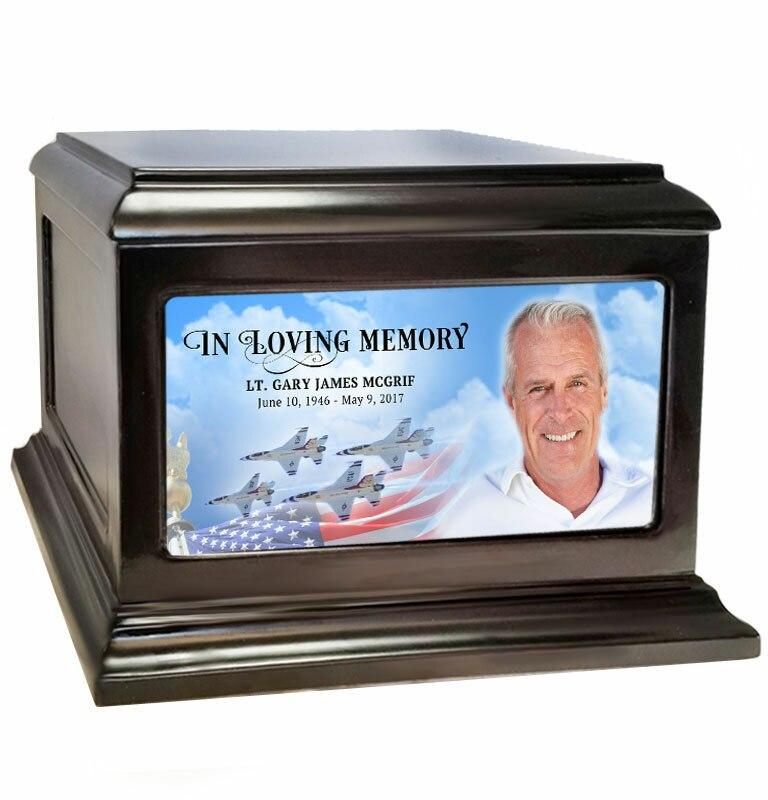 Air Force Wood Cremation Urn - Celebrate Prints