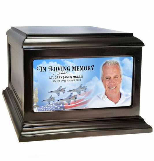 Air Force Wood Cremation Urn - Celebrate Prints