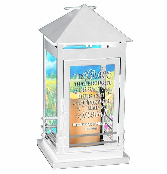 Amazing Grace Memorial Lantern With LED Candle - Celebrate Prints