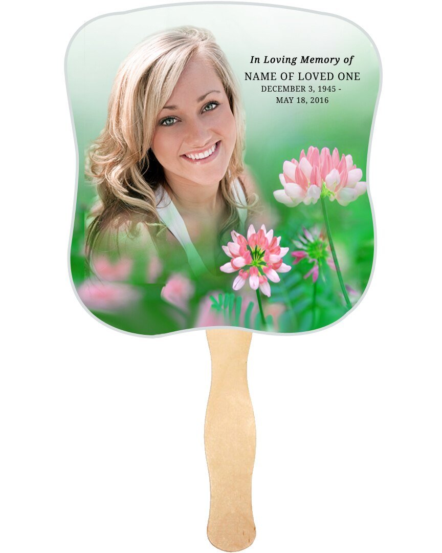 Ambrosia Cardstock Memorial Church Fans With Wooden Handle front photo