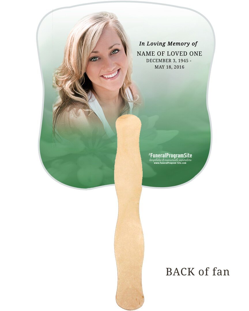 Ambrosia Cardstock Memorial Church Fans With Wooden Handle back photo