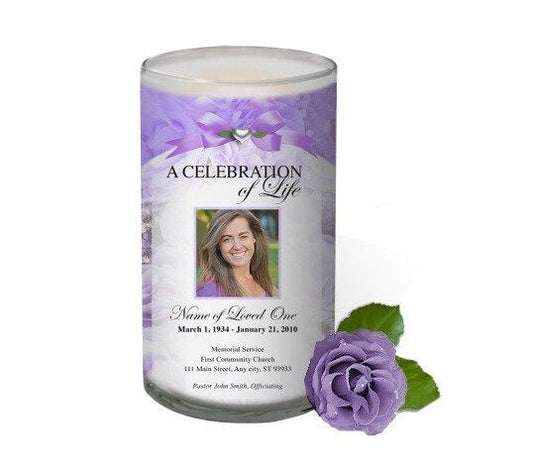 Amethyst Memorial Glass Candle 3x6