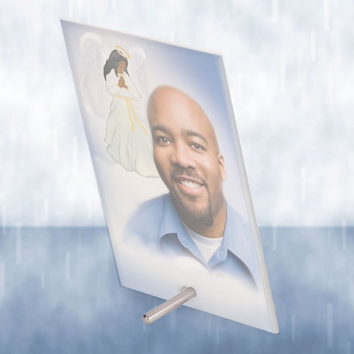 Angel Beveled Glass Memorial Plaque - Celebrate Prints