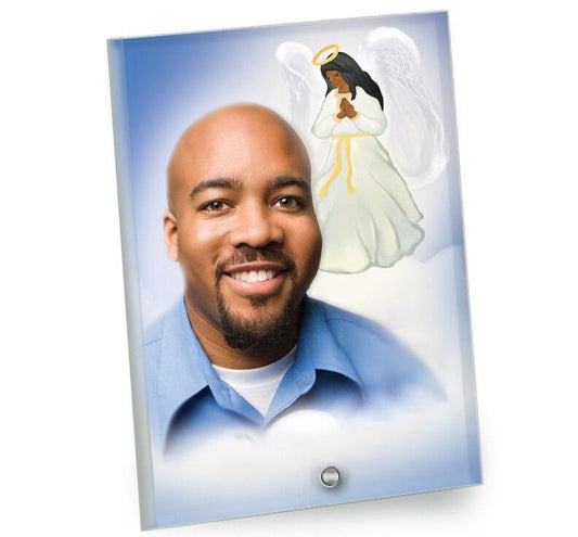 Angel Beveled Glass Memorial Plaque - Celebrate Prints