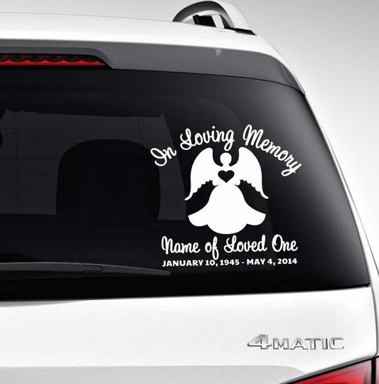 Angel Memorial In Memory Car Decals back view