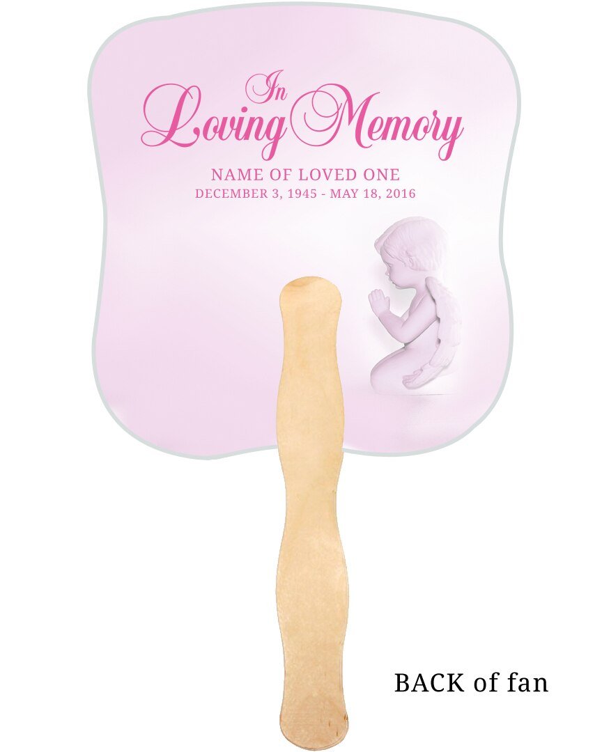 Angela Card Stock Memorial Fan With Wooden Handle - Celebrate Prints