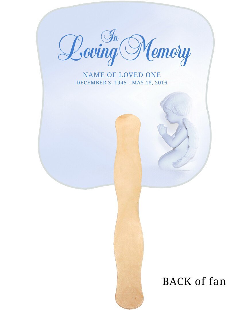 Angela Card Stock Memorial Fan With Wooden Handle - Celebrate Prints