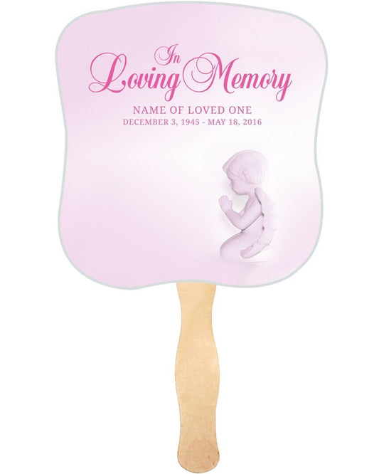 Angela Card Stock Memorial Fan With Wooden Handle - Celebrate Prints