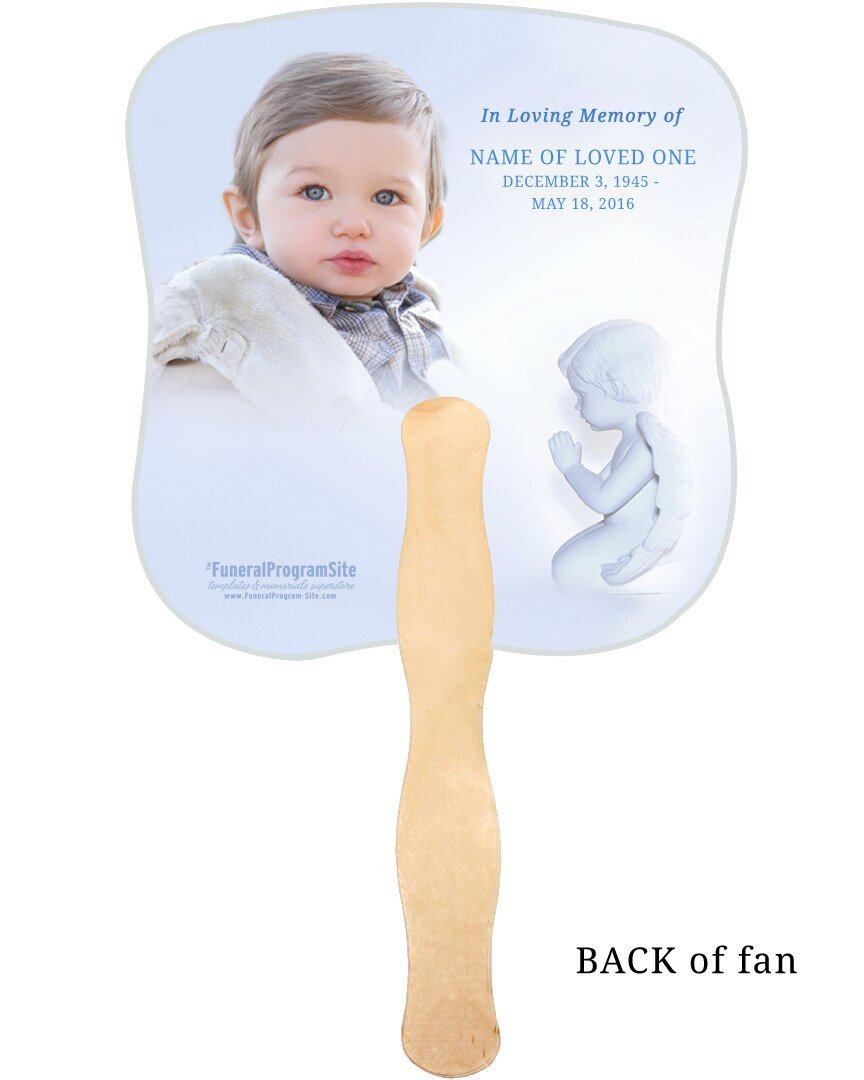 Angela Card Stock Memorial Fan With Wooden Handle - Celebrate Prints