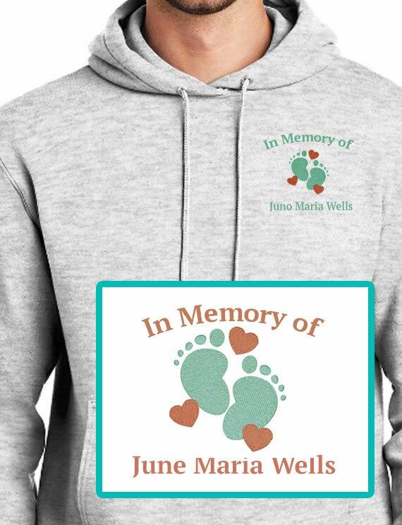 Baby Hearts Embroidery Fleece Hooded Memorial Sweatshirt (Ladies-Men) - Celebrate Prints