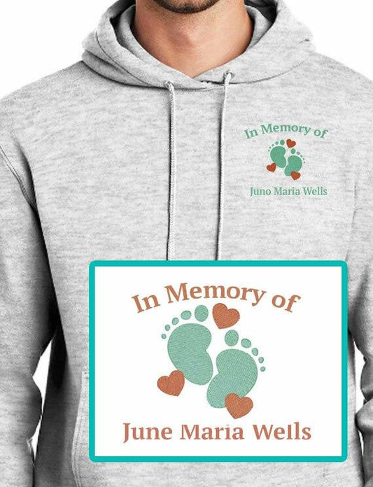 Baby Hearts Embroidery Fleece Hooded Memorial Sweatshirt (Ladies-Men) - Celebrate Prints