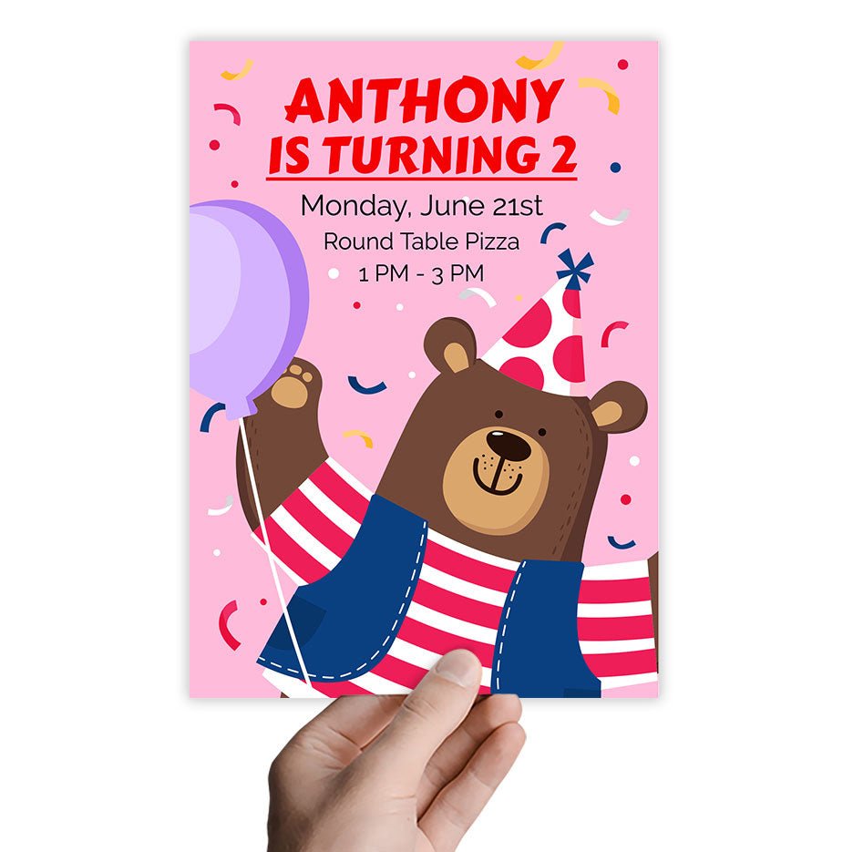 Bear Kids Birthday Invitation Template - Celebrate Prints
