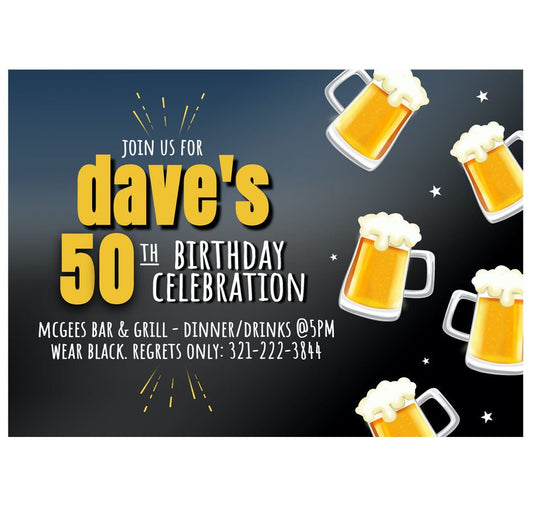 Beer Birthday Invitation Template - Celebrate Prints