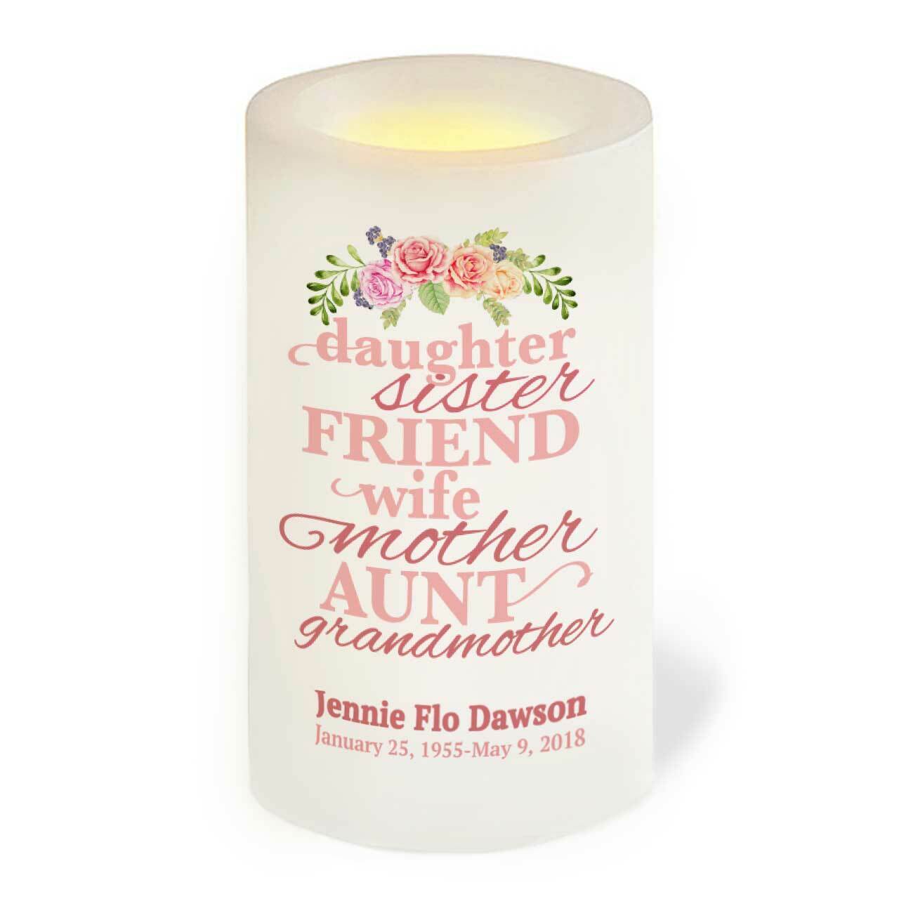 Beloved Her Personalized Flameless LED Memorial Candle - Celebrate Prints