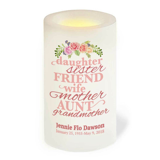 Beloved Her Personalized Flameless LED Memorial Candle - Celebrate Prints