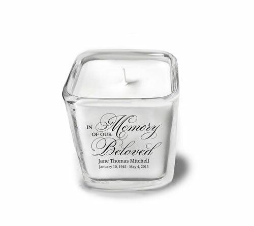 Beloved Personalized Memorial Glass Cube Candle Holder top
