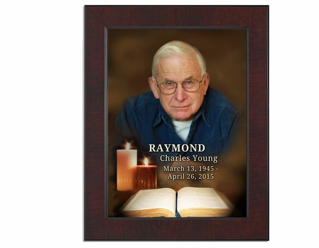 Bible In Loving Memory Memorial Portrait Poster framed