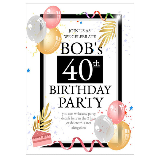 Birthday Party Frame Invitation Template - Celebrate Prints