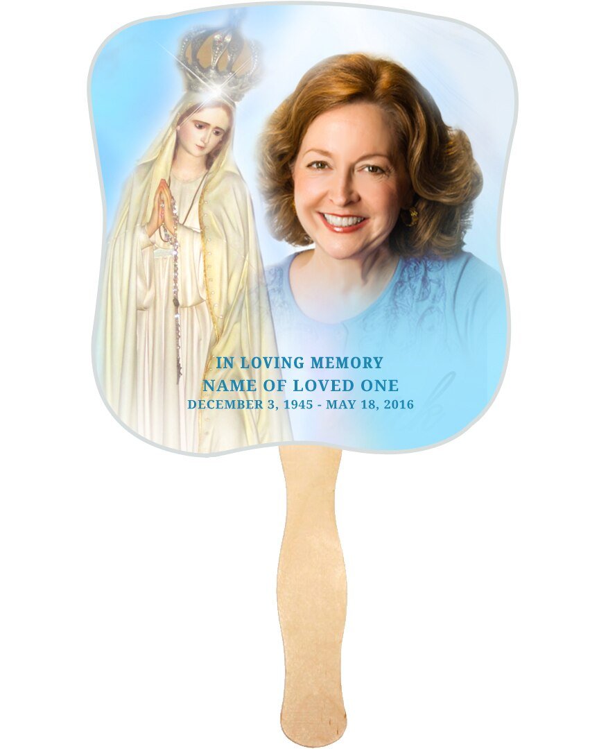Blessed Memorial Fan With Wooden Handle (Pack of 10) - Celebrate Prints