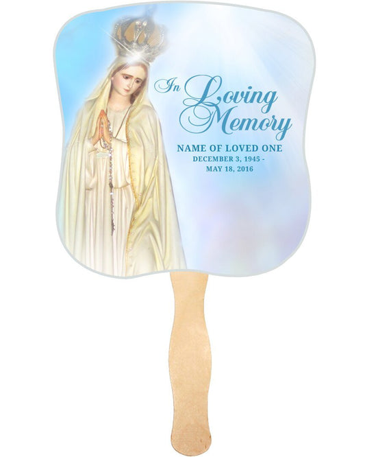 Blessed Memorial Fan With Wooden Handle (Pack of 10) - Celebrate Prints