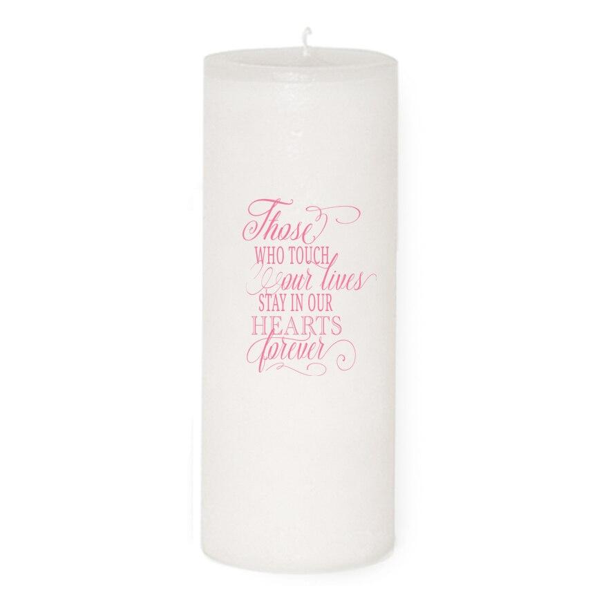Blush Memorial Wax Pillar Candles back