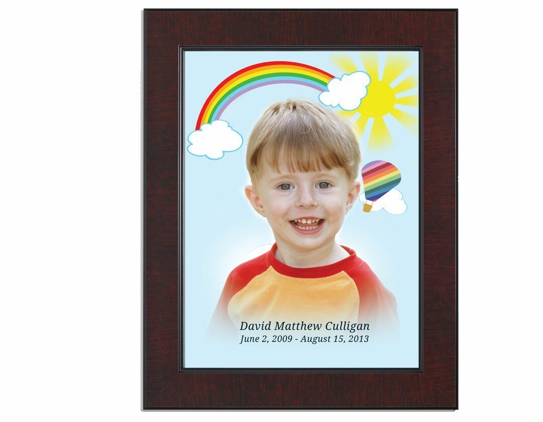 Bright In Loving Memory Memorial Portrait Poster framed