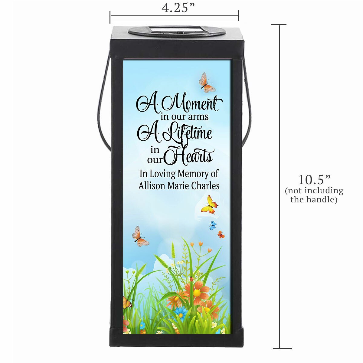 Butterflies Solar Powered Memorial Lantern dimensions