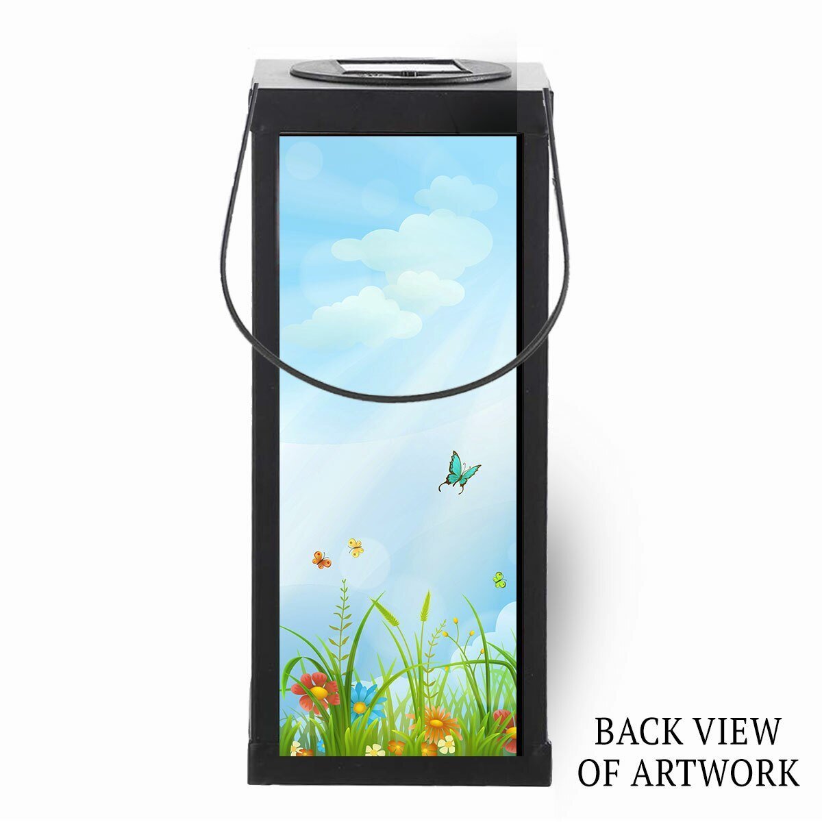 Butterflies Solar Powered Memorial Lantern back view