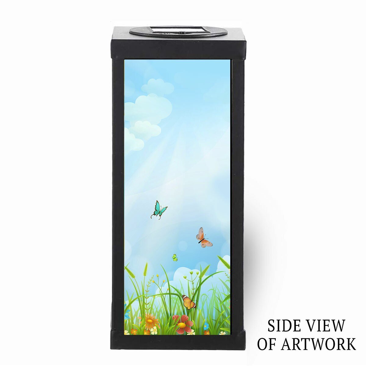 Butterflies Solar Powered Memorial Lantern side view