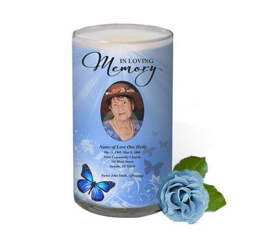 Butterfly Memorial Glass Candle 3x6