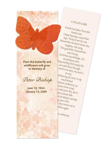 Butterfly Plantable Memorial Bookmark (Pack of 12) - Celebrate Prints