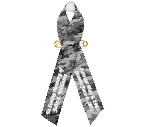Camouflage Awareness Ribbon Memorial Personalized - Pack of 10 - Celebrate Prints
