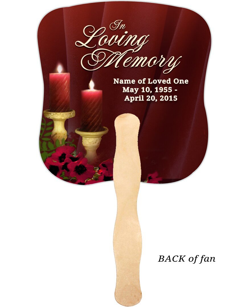 Candlelight Memorial Church Fans With Wooden Handle back