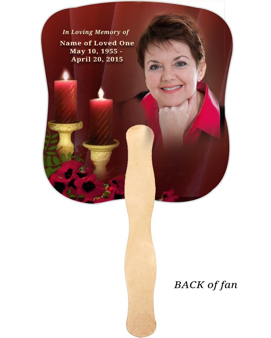 Candlelight Memorial Church Fans With Wooden Handle back photo
