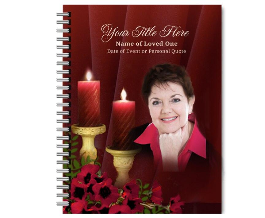 Candlelight Spiral Wire Bind Memorial Guest Book with photo