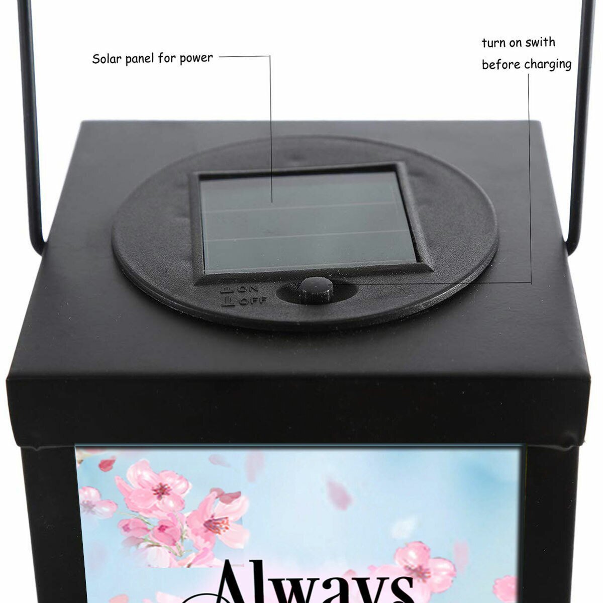 Cherry Blossoms Solar Powered Memorial Lantern top view