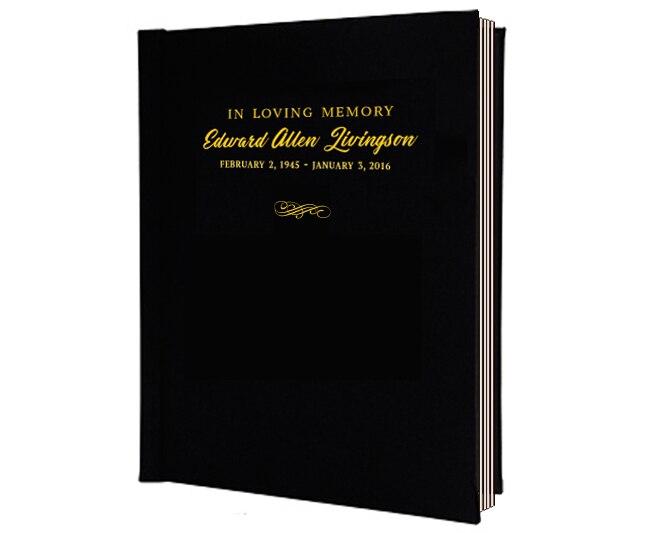 Classic Foil Stamped Portrait Funeral Guest Book - Celebrate Prints