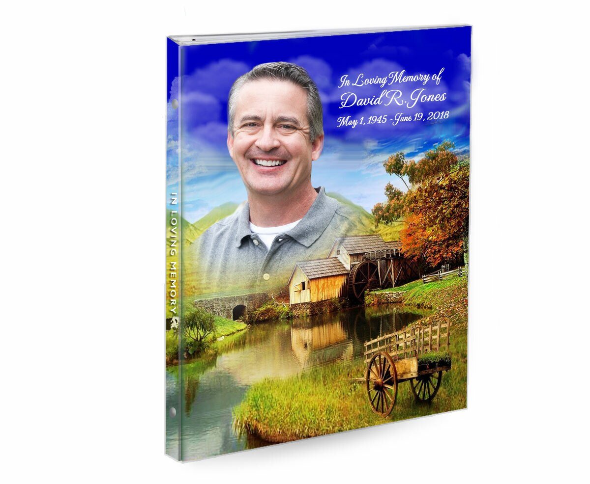 Country Landscape 3-Ring Book Binder Funeral Guest Book - Celebrate Prints