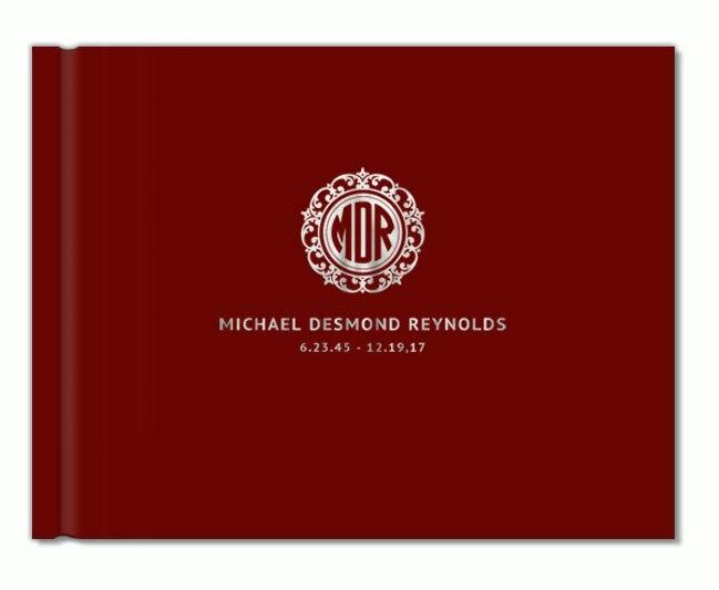 Crest Monogram Foil Stamped Landscape Funeral Guest Book - Celebrate Prints