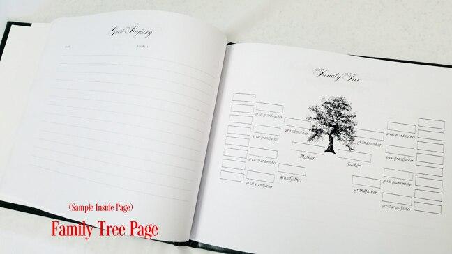 Crest Monogram Foil Stamped Landscape Funeral Guest Book - Celebrate Prints