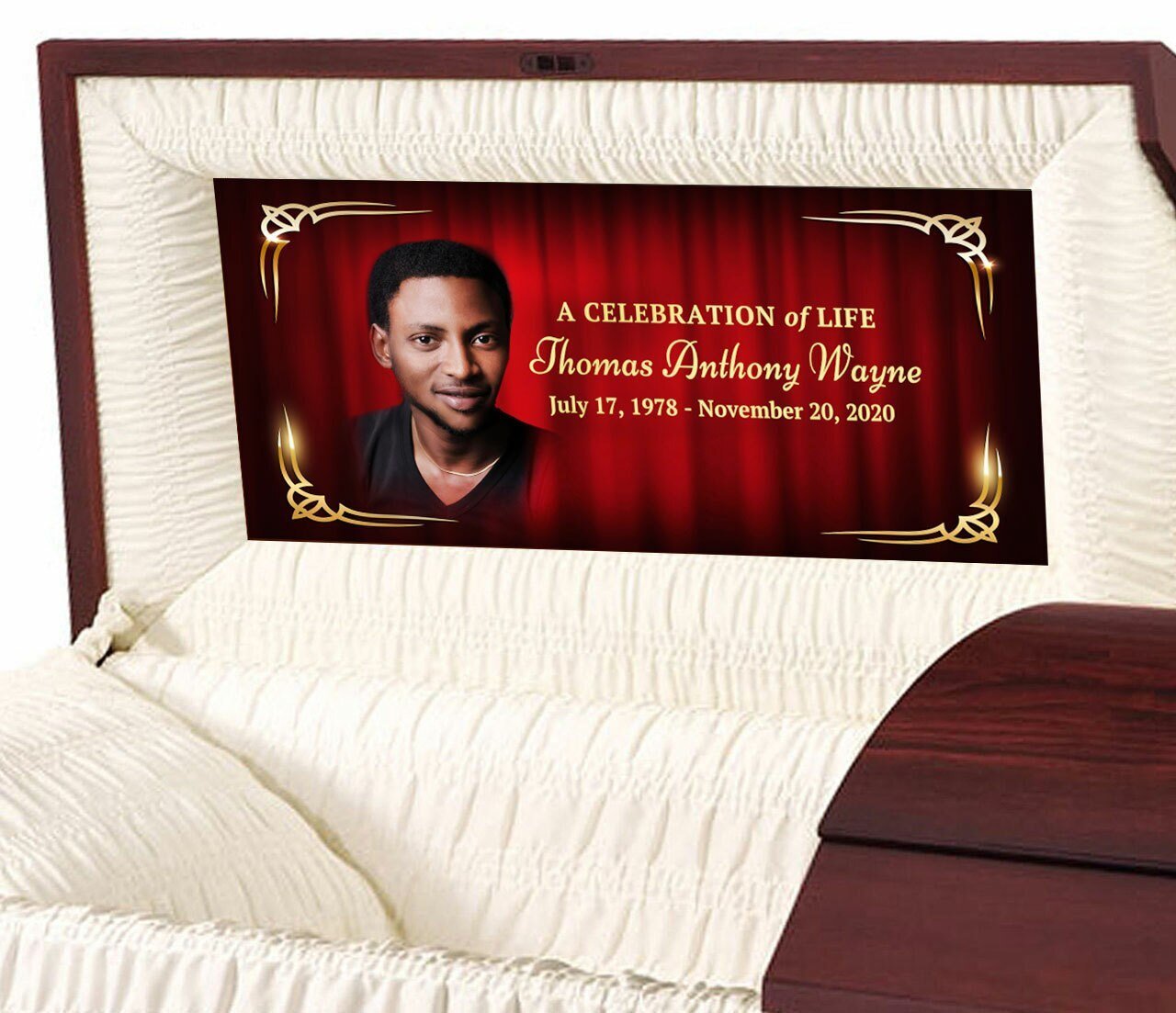 Crimson Personalized Casket Panel Insert - Celebrate Prints
