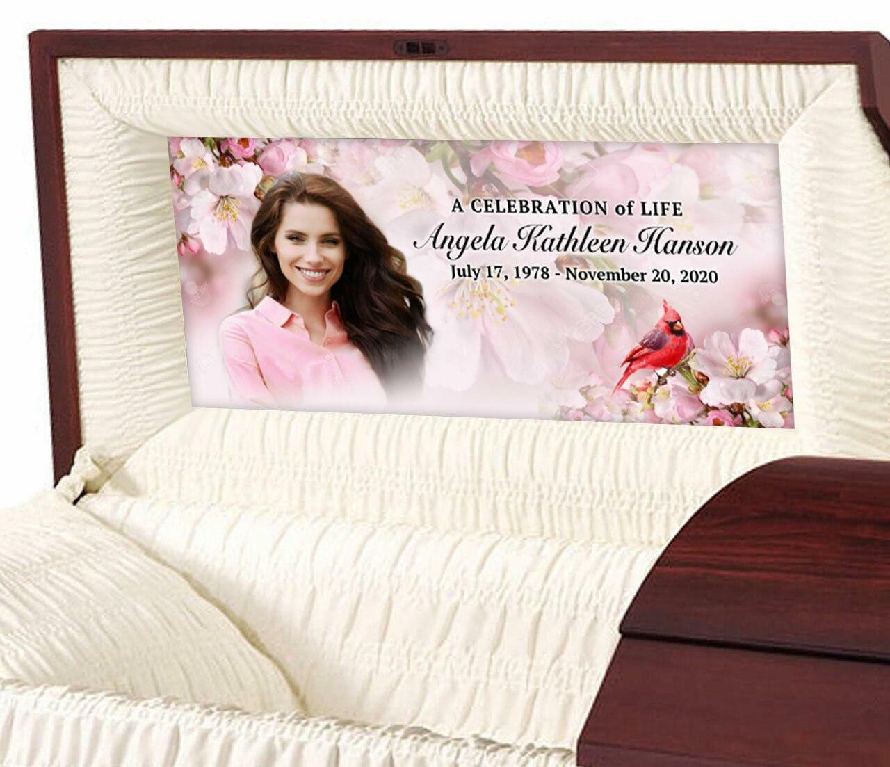 Custom Casket Panel Insert - Cardinal Blossoms Design - Celebrate Prints