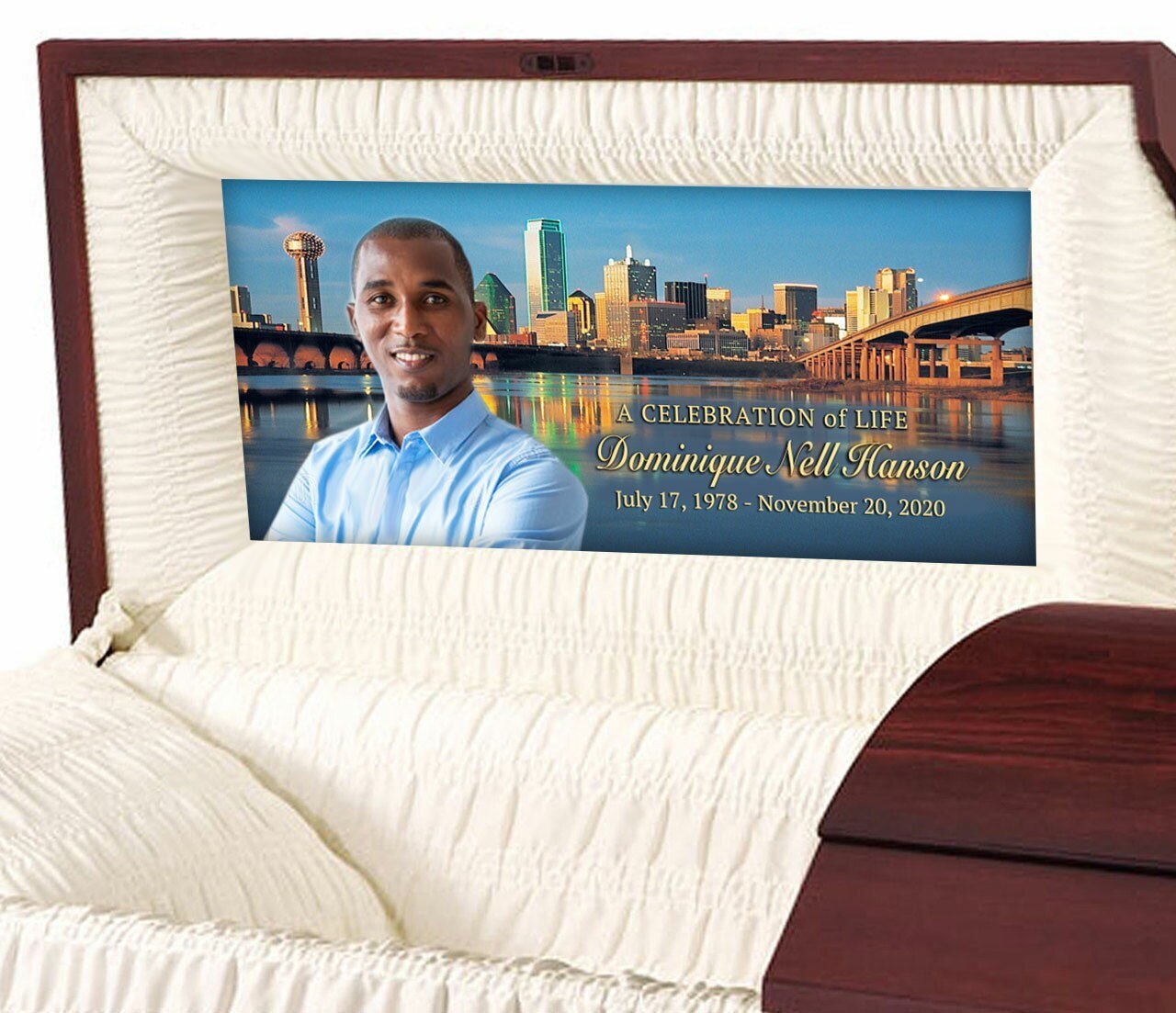 Custom Casket Panel Insert - Dallas Texas Design - Celebrate Prints