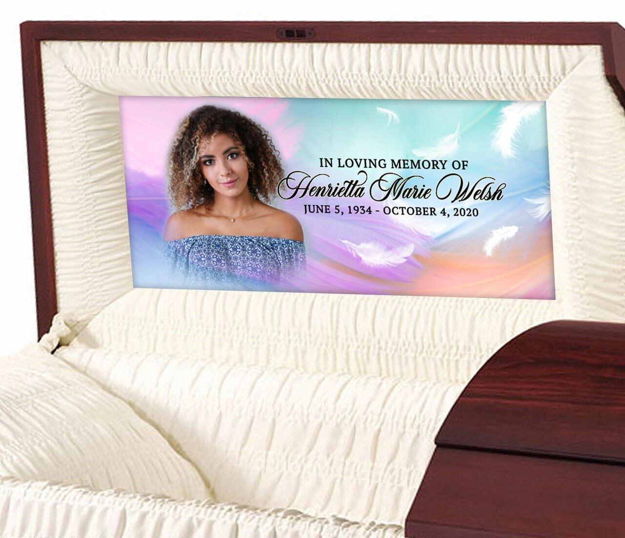 Custom Casket Panel Insert - Feather Design - Celebrate Prints