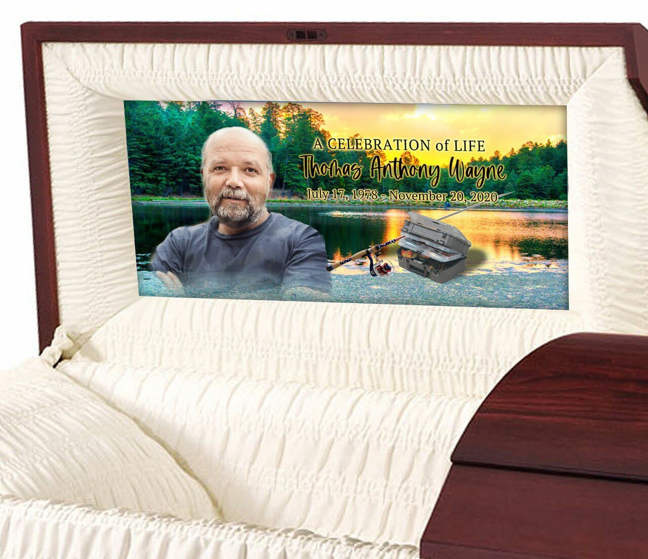 Custom Casket Panel Insert - Fishing Design - Celebrate Prints