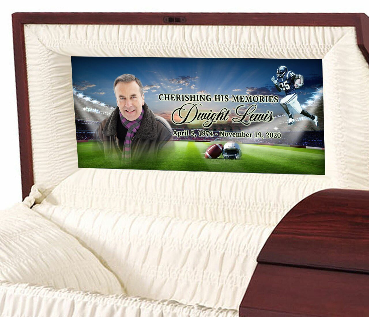 Custom Casket Panel Insert - Football Design - Celebrate Prints