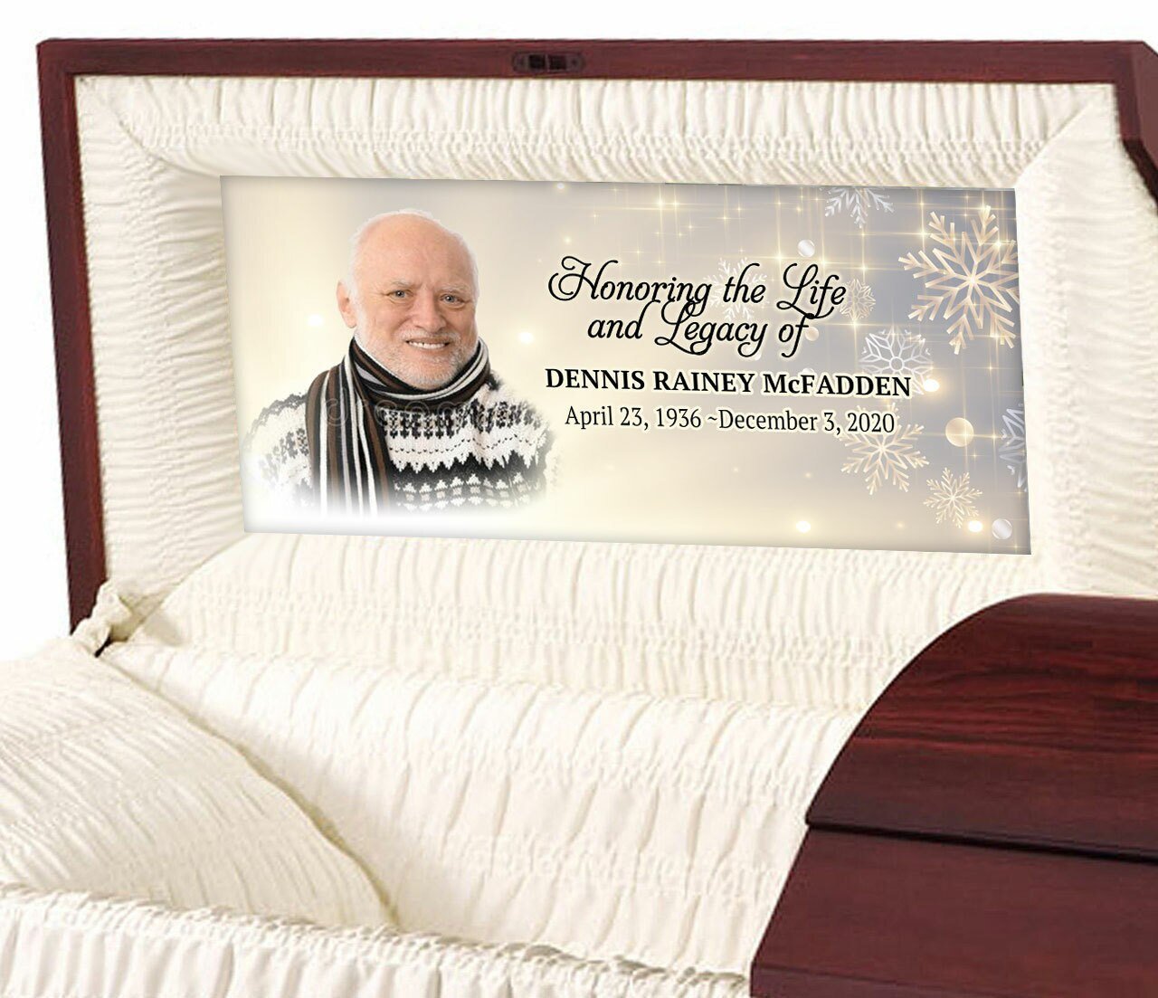 Custom Casket Panel Insert - Snowflake Design - Celebrate Prints